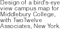 Design of a birds-eye view campus map for Middlebury College, with TwoTwelve Associates, New York. 