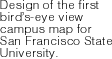 Design of the first birds-eye view campus map for ?San Francisco State University.